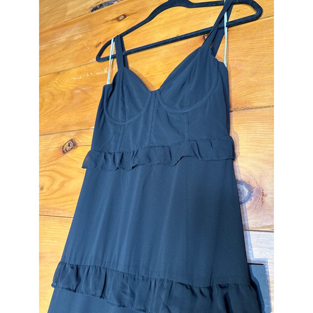 Lulu's Black Ruffle Maxi Dress with Thigh Slit - Picture 7 of 13